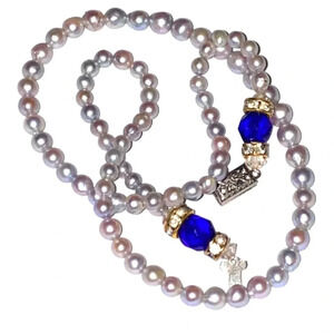 Vintage Art Deco Genuine Gray Blue Pearl Necklace